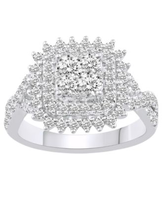 Diamond Cluster Engagement Ring (1-1/4 ct. t.w.) in 14K White Gold