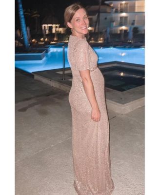 Maternity Sequin Short Sleeve Maxi Dress