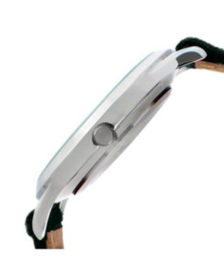 Men's Round 40mm Steel Case with Green Wool/Leather Strap