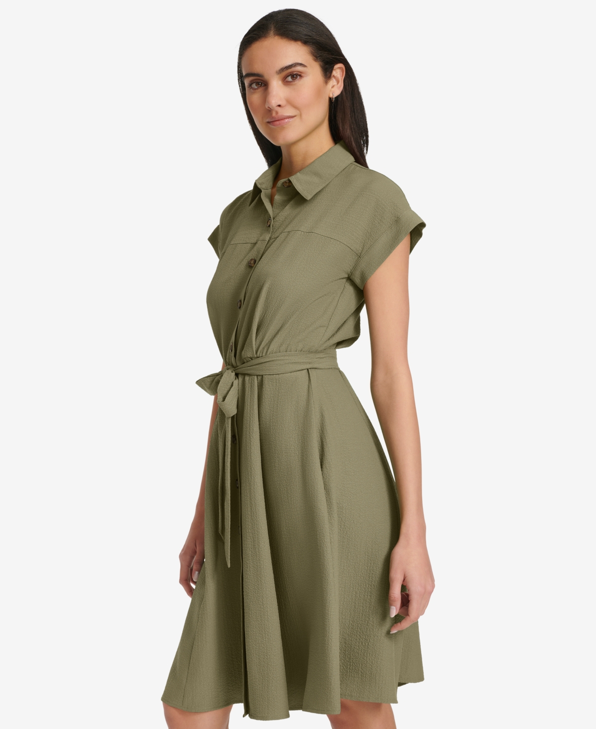 Calvin Klein Women's Belted Cap-Sleeve Shirtdress