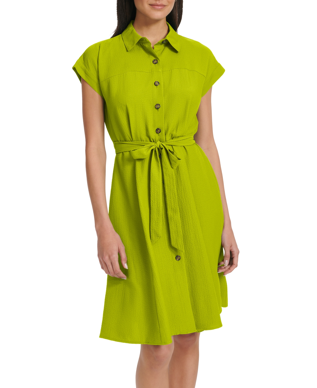 Calvin Klein Women's Belted Cap-Sleeve Shirtdress