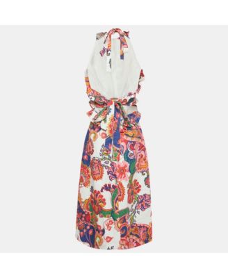 Women's Multicolor Printed Linen Lovestruck Ruffled Dress