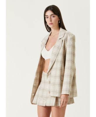 Women's Linen-Blend Checked Free Heaven Blazer
