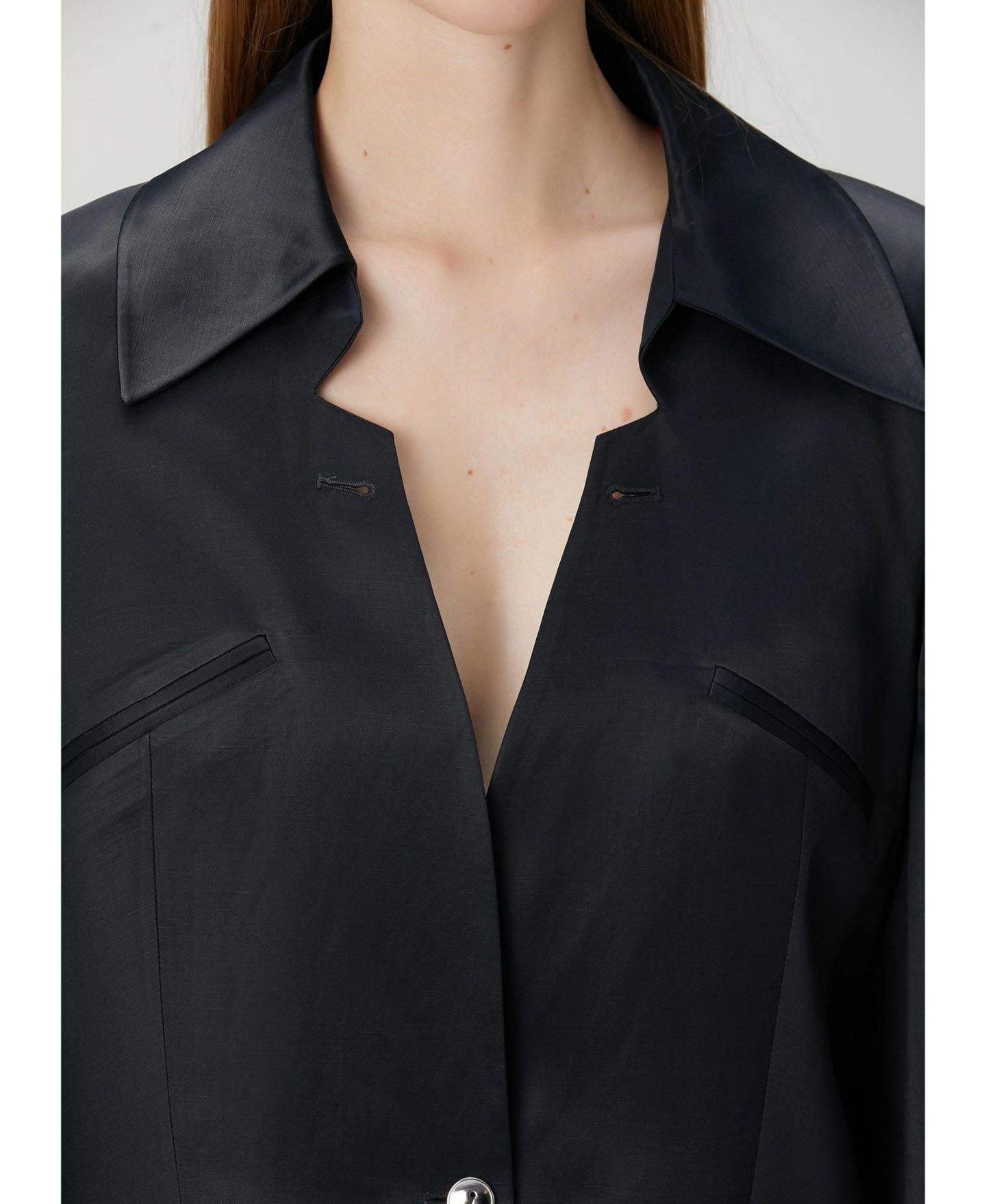 Женский пиджак PCFG Linen-Blend Tailored Blazer, цвет: Угольно-чёрный — фото 4