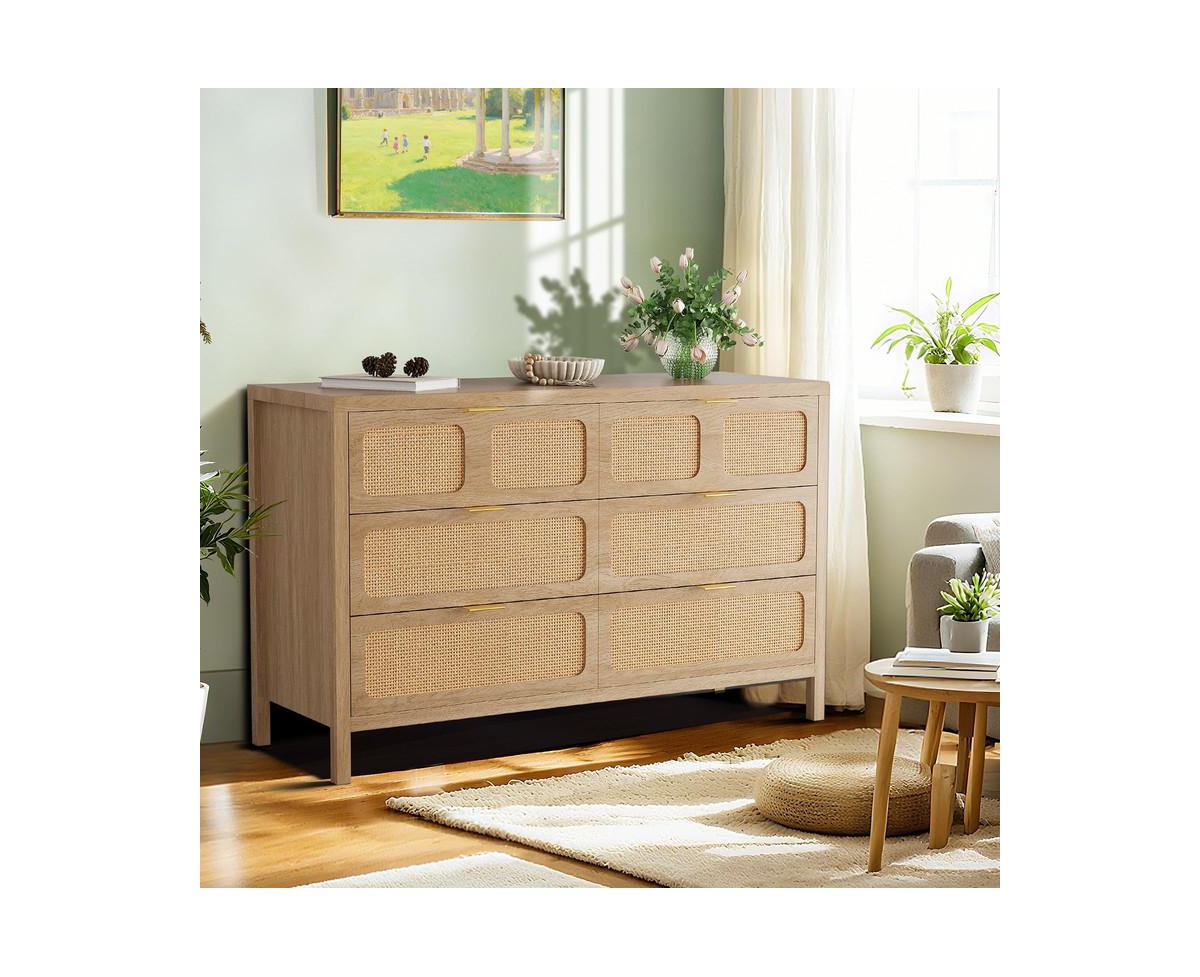 gaomon Rattan Dresser for Bedroom with Metal Handles