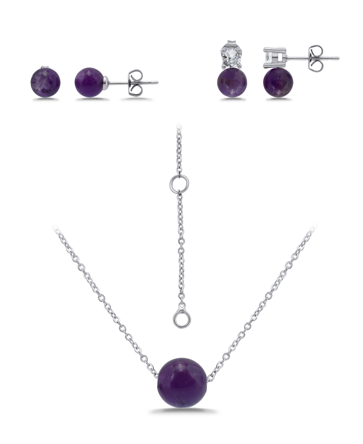 Macy's Silver Plated Earrings and Necklace Set