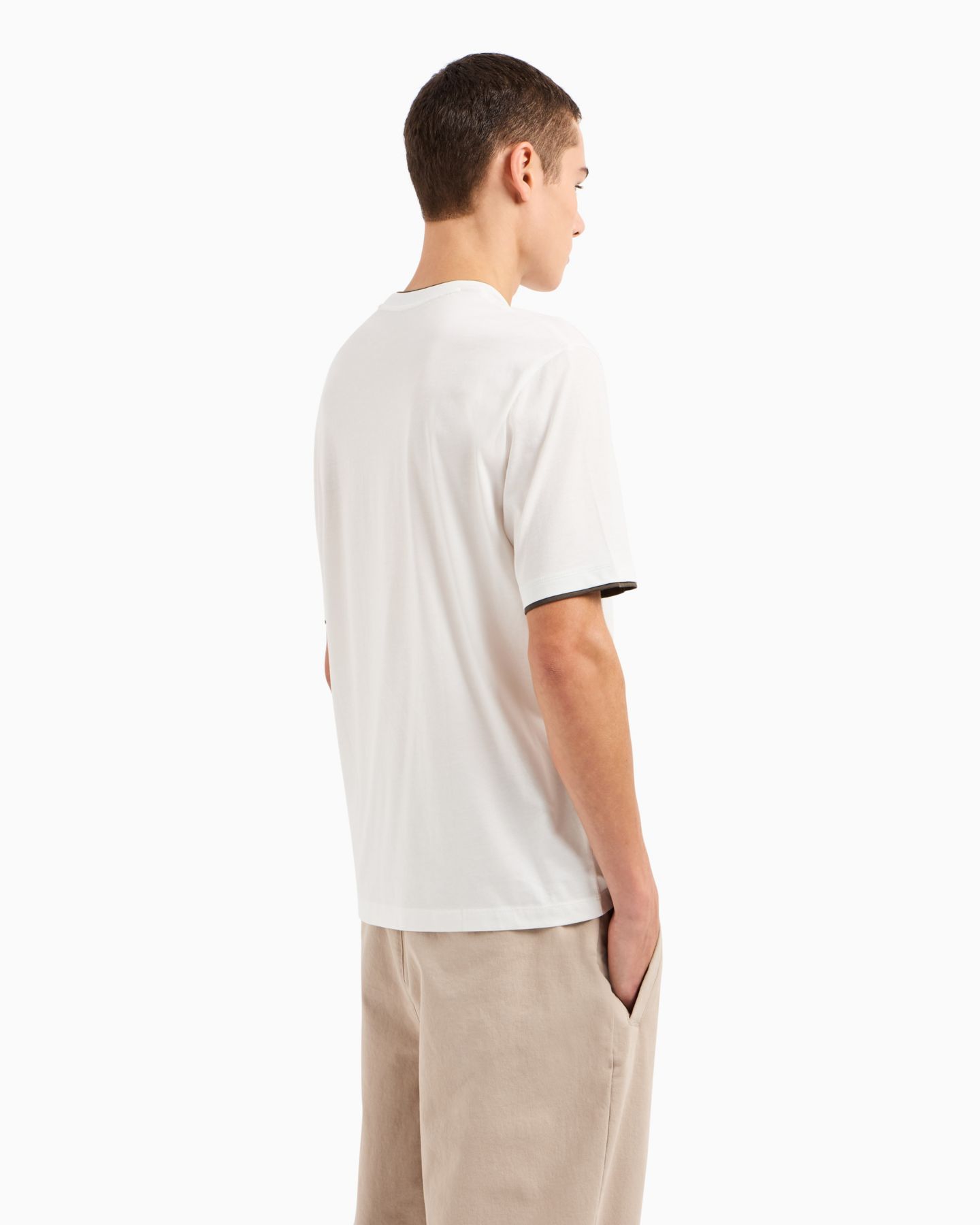 Мужская футболка A|X Armani Exchange A X Regular-Fit Layered-Look, цвет: Молочный белый — фото 4