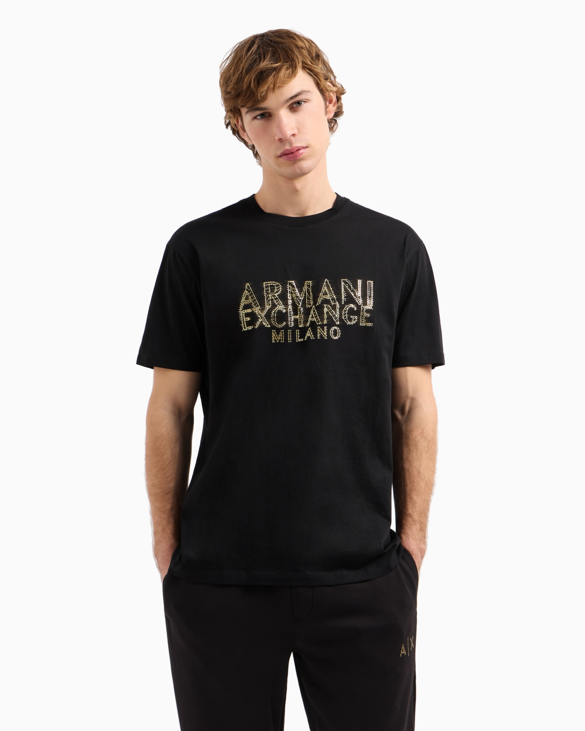 A|X Armani Exchange Men's Stud Text Logo T-Shirt