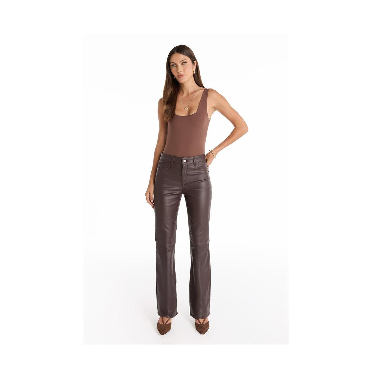 The Noli Shop Women's Aria Coated Flare Jean - Merlot