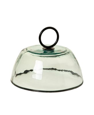 Glass Cloche with Hammered Metal Handle