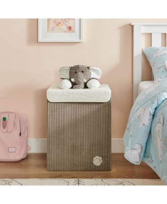 Collapsible Corduroy Kids Plush Laundry Hamper Toy Storage