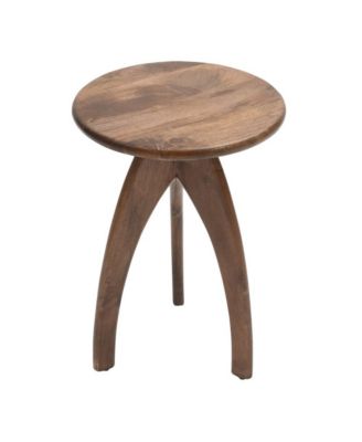 Aero Curved Space Age Round Mid-Century Modern Solid Wood Accent End Table