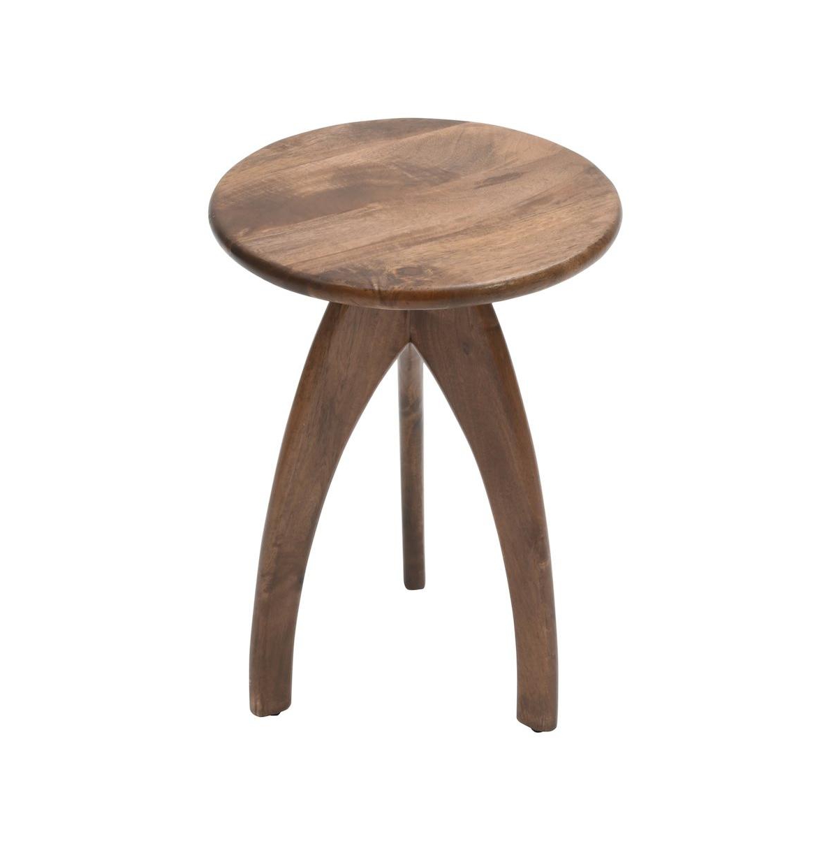 Jofran Aero Curved Space Age Round Mid-Century Modern Solid Wood Accent End Table