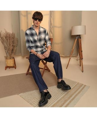 Men's Charcoal Black & Ivory White Ombre Buffalo Check Shirt