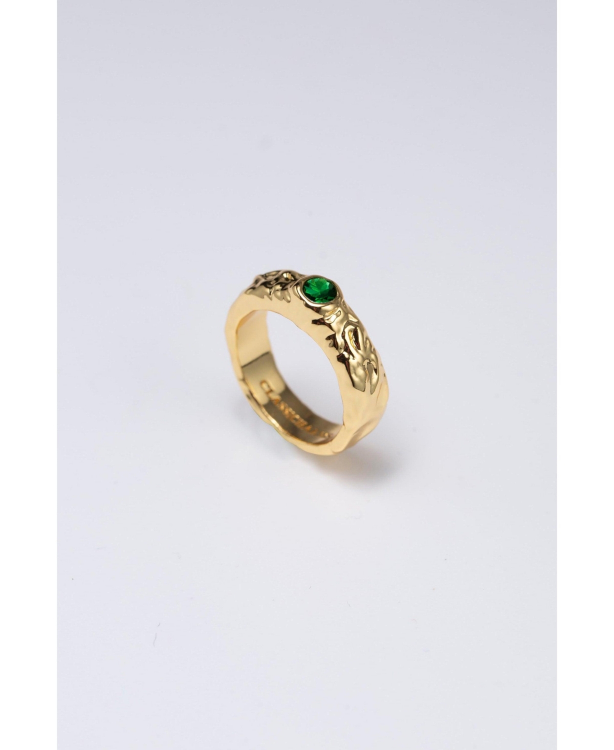 Classicharms Sylvie Cubic Zirconia Molten Stackable Ring - Gold/green