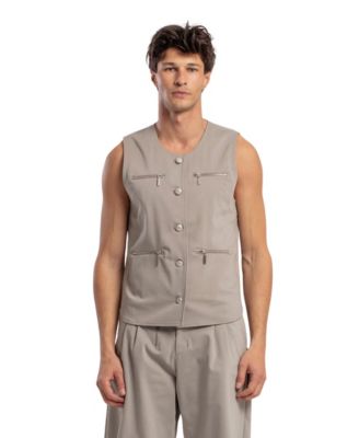 Women's Men's Cotton-Blend Woven Zip-Detail Vest