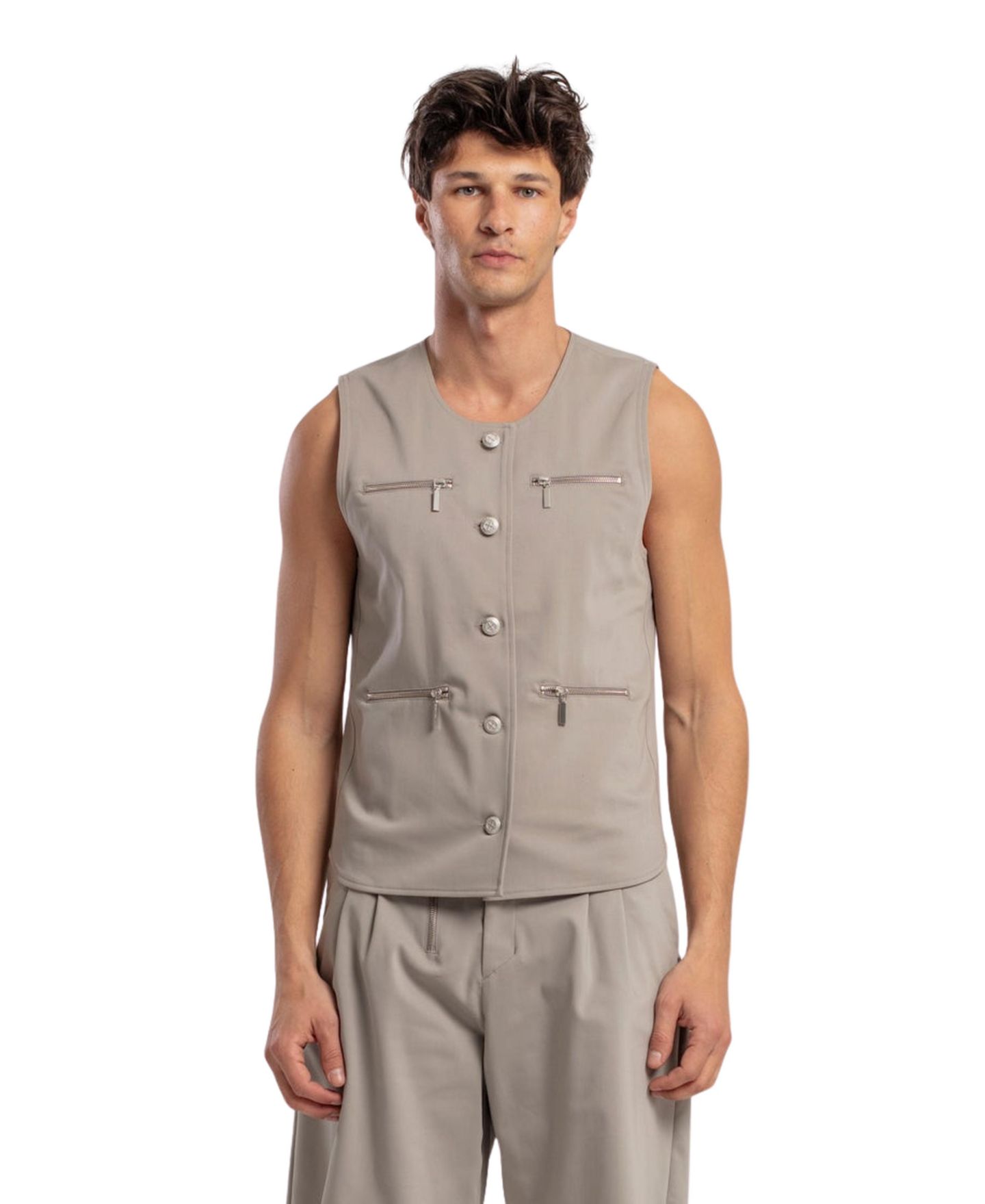 Женский жилет PCFG Cotton-Blend Woven Zip-Detail Vest — фото 1