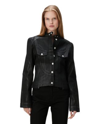 Women's Coated Denim Moto Jacket