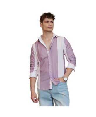 Men's Mauve Purple & Daisy White Panel-Tactile Shirt