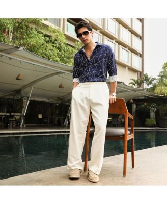 Men's Indigo Blue Mosaic-Jacquard Shirt