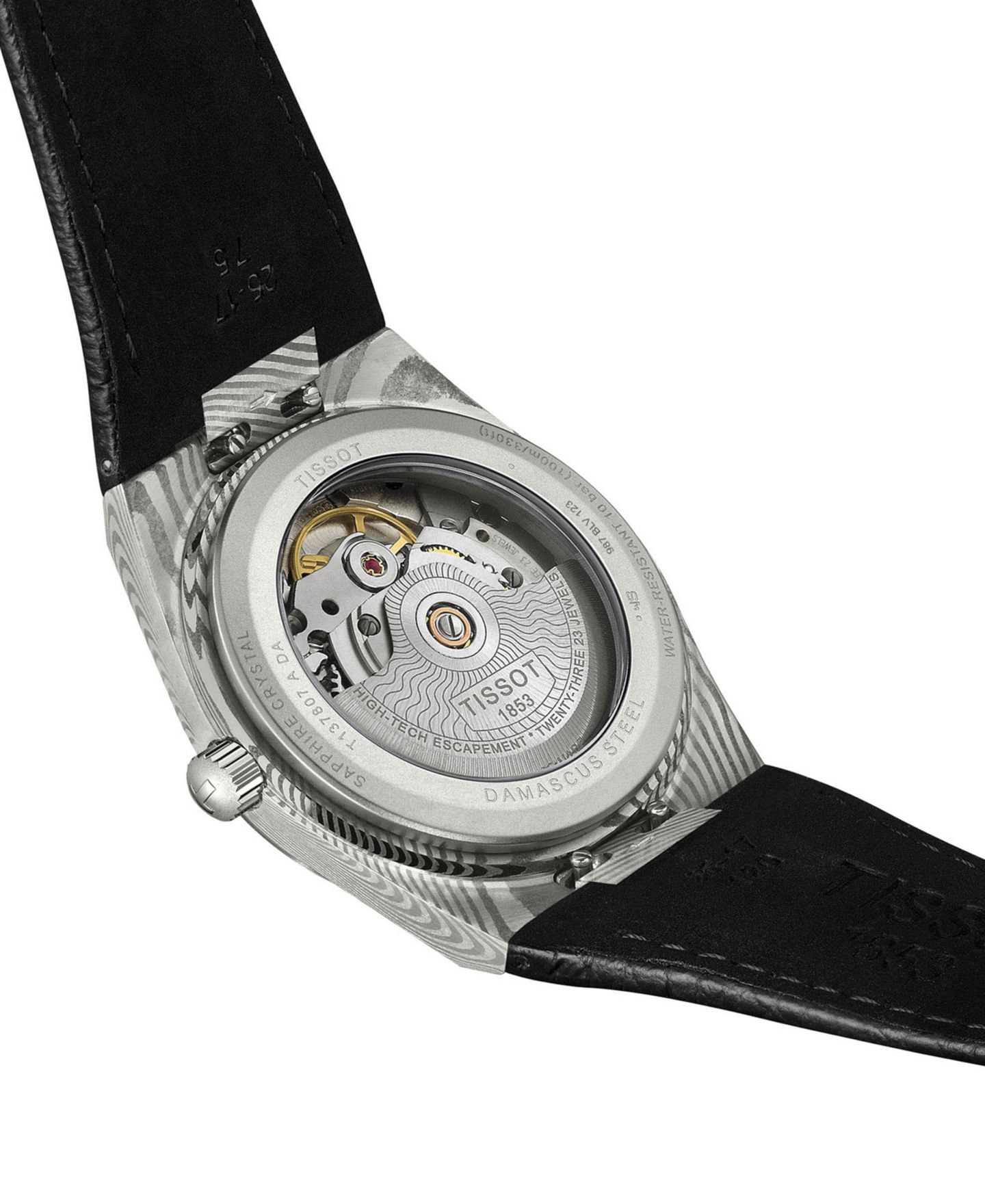 Часы Tissot Unisex Black Leather Bracelet Watch, 38mm — фото 3