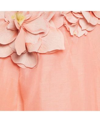 Women's Coral Pink Linen Blend Natura Strapless Mini Dress