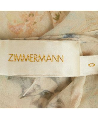 Women's Cream Floral Print Silk Ruffled Playsuit