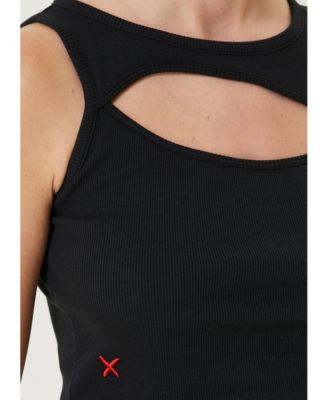 Women's Ribbed Stretch Cotton-Blend Cropped Tank Top