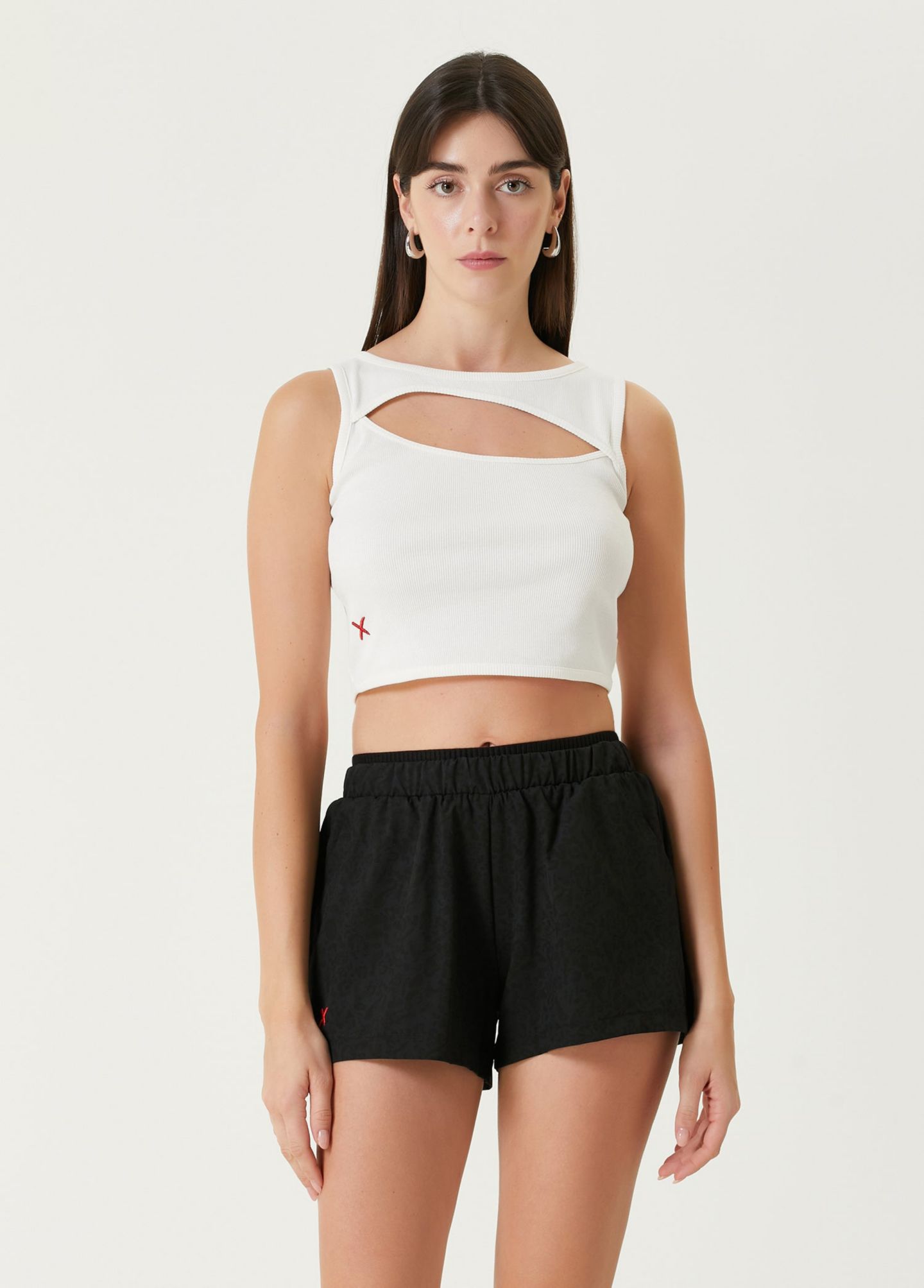 Женский топ PCFG Ribbed Stretch Cotton-Blend Cropped, цвет: Blanc De Blanc — фото 6