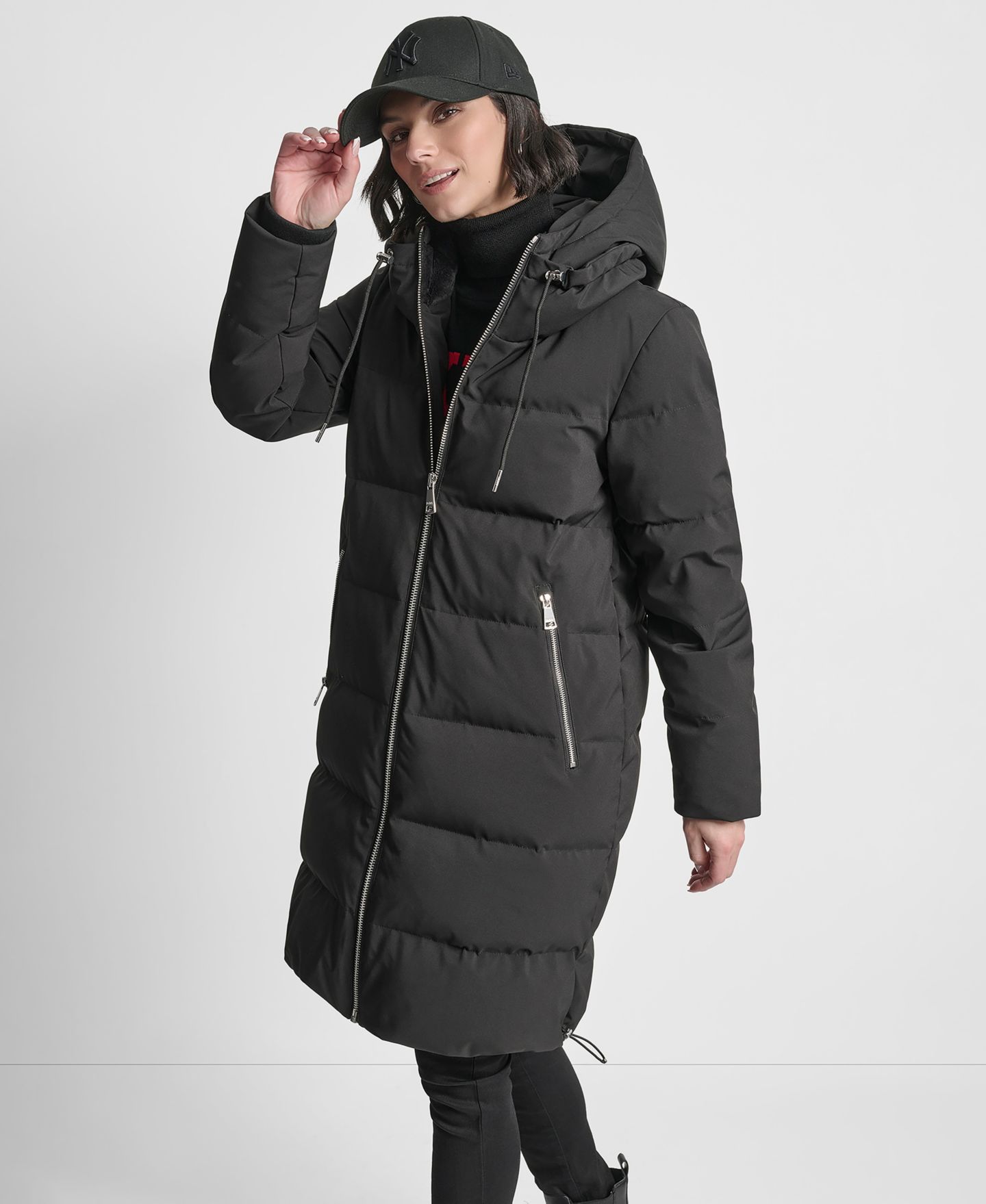 Женская куртка DKNY Stand Collar Zipper Puffer, цвет: Чёрный — фото 4