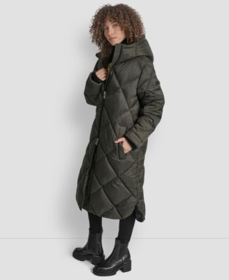 Women's Diamond Quilted Hooded Puffer Coat