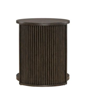 City View Round End Table for Living Room- Coffee Bean Oak Wood