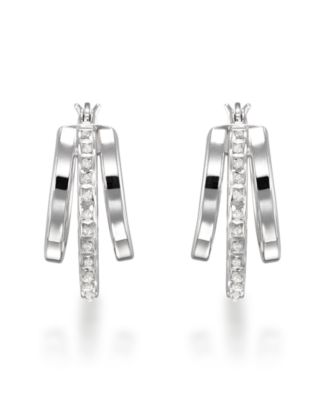 Diamond Accent Double Hoop Earrings (0.01 ct. t.w.) in Sterling Silver