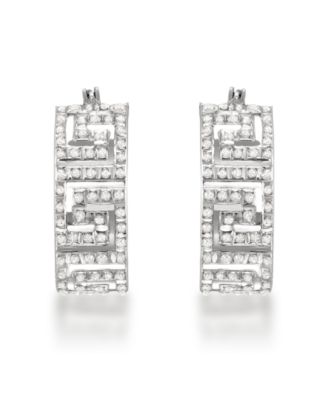 Diamond Accent Hoop Earrings (0.01 ct. t.w.) in Sterling Silver