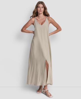 Women's Knotted Strap V-Neck A-Line Dress