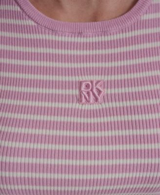 Women's Crew Neck Striped Rib Top