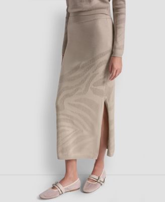 Women's Engineered Zebra Pointelle Stitch Midi Skirt