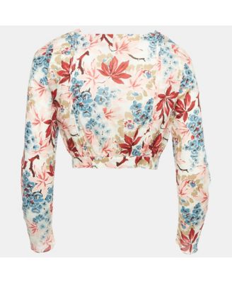 Women's Multicolor Floral Print Cotton Tie-Up Detail Blouse