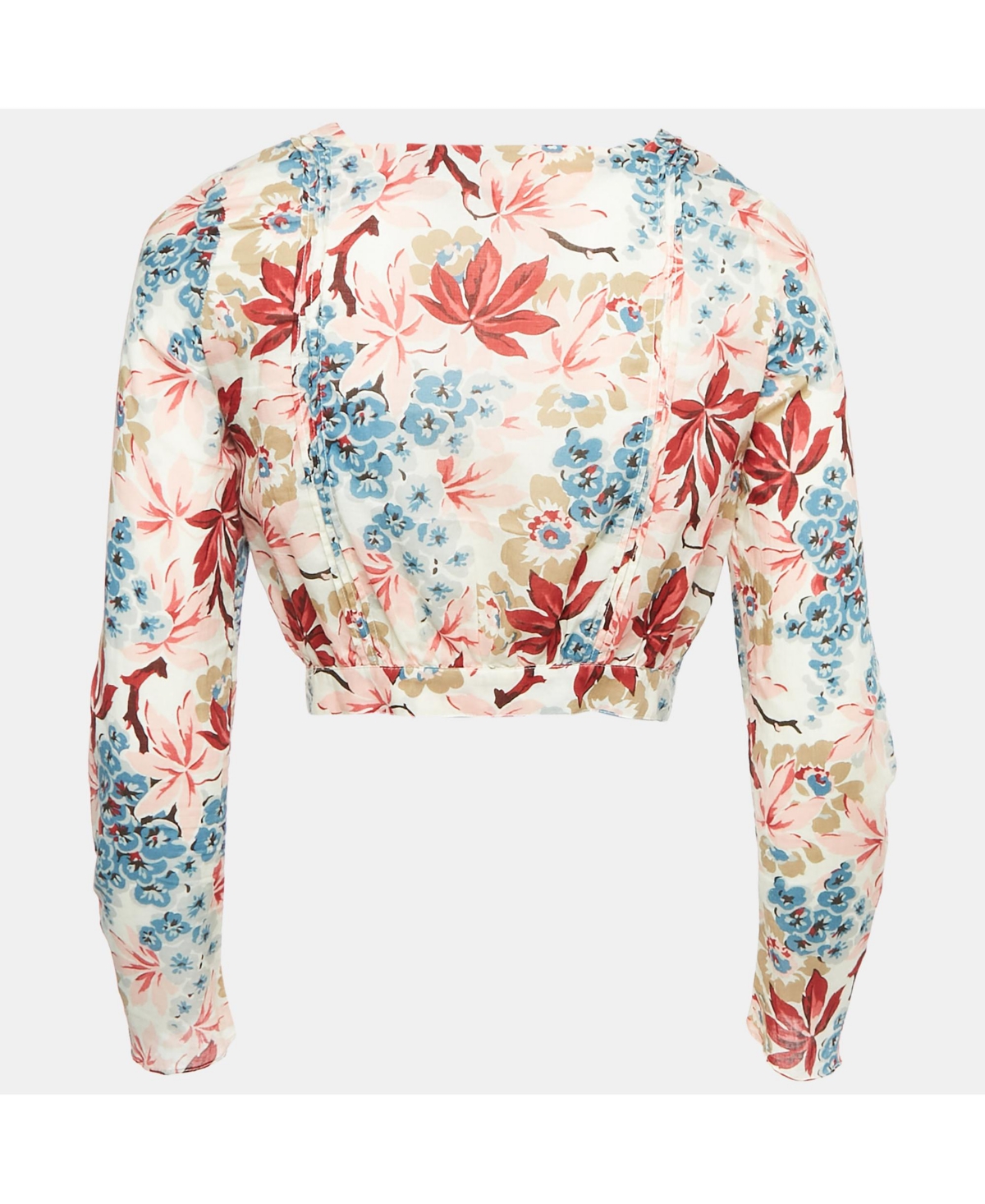 Pre-Owned Marni Women's Multicolor Floral Print Cotton Tie-Up Detail Blouse