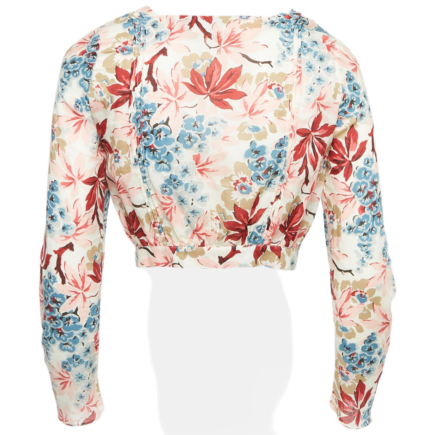 Women's Multicolor Floral Print Cotton Tie-Up Detail Blouse