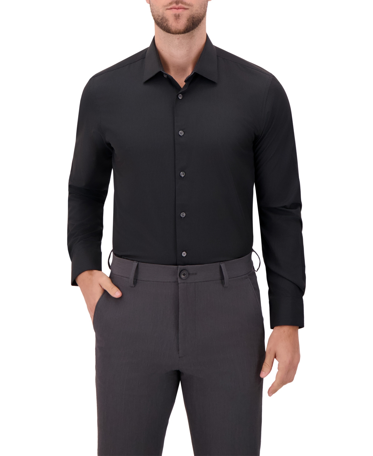 Report Collection Men's 4-Way Check-Print Woven Dress Shirt