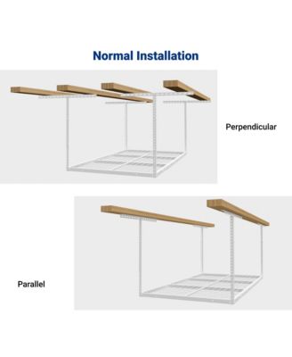 OHK Series Ceiling Mounted Overhead Garage Storage Rack, White — 36" X 72"