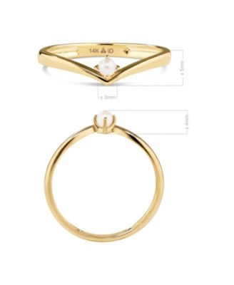 Freshwater Pearl Wishbone Ring in 14K Gold, Size 7, approx. 1.3 grams.