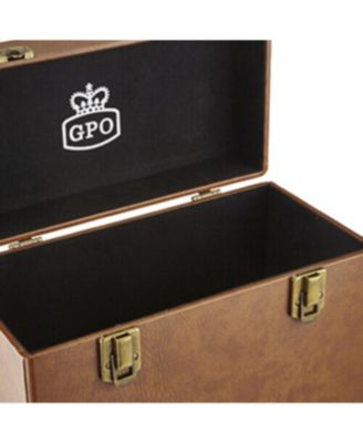 Retro SWB18BRO 12" Vinyl Record Case 35 Count Capacity with Removable Lid - Brown