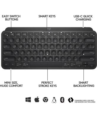 MX Keys Mini Minimalist Wireless Illuminated Keyboard (Black)