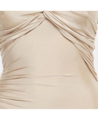 Women's Champaign Pink Jersey One Shoulder Evening Dress