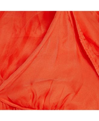 Women's Red Silk Organza Natura High-Low Tiered Dress