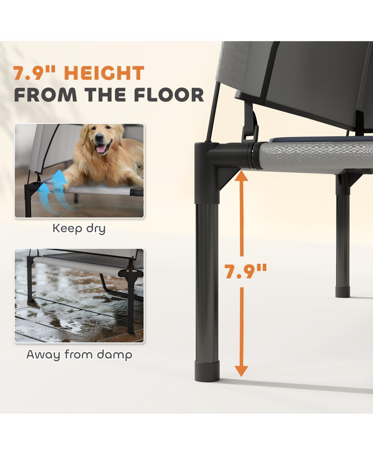 PawHut Elevated Dog Bed, Portable Raised Pet Bed with Canopy, Bag