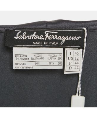 Women's Grey Knit & Silk Ruffle Neck Top