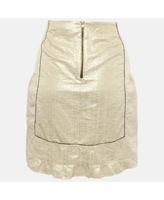Women's Gold Silk Blend Lurex Mini Skirt